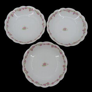 VTG Wheelock Vienna Set 3 Pink Rose Flower Floral Swag Bowls 7.5in MZ Austria